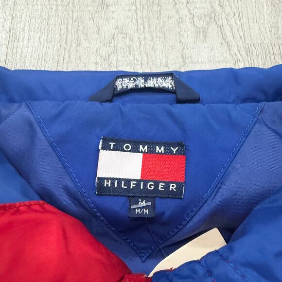 Vintage Tommy Hilfiger Jacket Men's Medium Red Full Zip Hip Hop 90s Streetwear - Picture 5 of 8